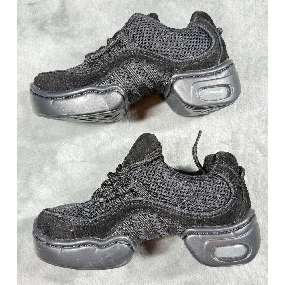 Revolution Dancewear Shoes Kids Size 1 Black Mesh Leather Dance‎ Sneakers 991